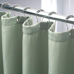 NEW Waffle Weave Shower Curtain Sage Green 72 x 72" Bathroom Metal Grommet